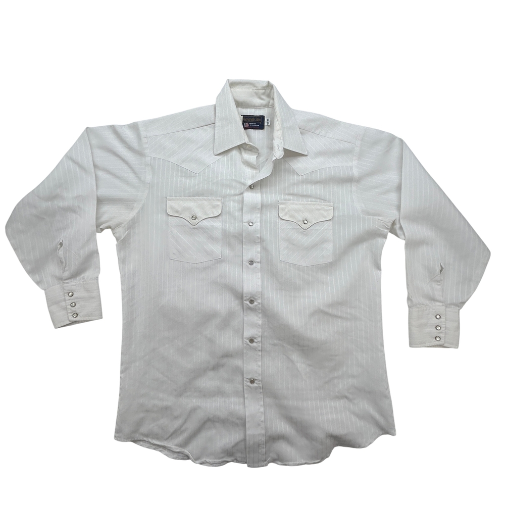Panhandle Slim Shirt Mens 16.5 33 Western Pearl Snap White USA Long Sleeve Rodeo